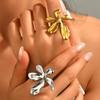 Stainless Steel Luxury Resort Style Floral Open Ring - Women's Exaggerated Index Finger Jewelry