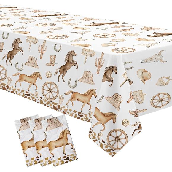 APOWBLS Western Cowboy Party Decorations Tablecloth - Disposable Wild West Cowboy Birthday Party Supplies Table Cover, Western Rodeo Cowboy Birthday