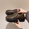 [Ushilai] British style velvet loafers women's winter 2025 new thick-soled casual versatile one-pedal