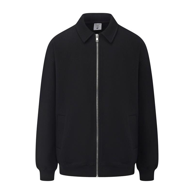 Mens Zip-Up Collared Sweatshirt Heavyweight 430G Fleece Warm Retro Casual Top