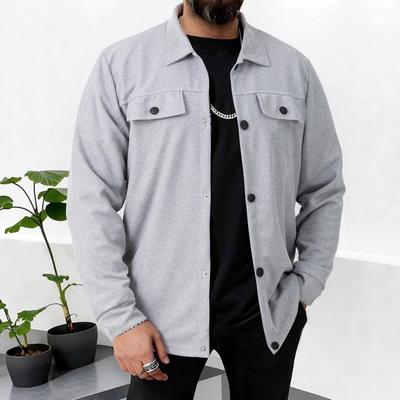 Herren Herbst Waffelstruktur Unifarben Langarmjacke mit Tasche
