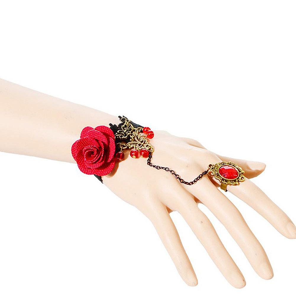 Lady Fashion Rose Flower Lace Bracelets Adjustable Wristband Ornament Gift