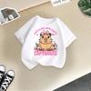 Summer Girls' Short-Sleeved T-shirt Children's round Neck Loose Fit Cute Stylish Capybara Print Casual Top for Kids Modal