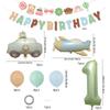 40 Inch Olive Green Digital Car Plane Aluminum Film Balloon Birthday Party Balloon Bear Flag Set Decoration