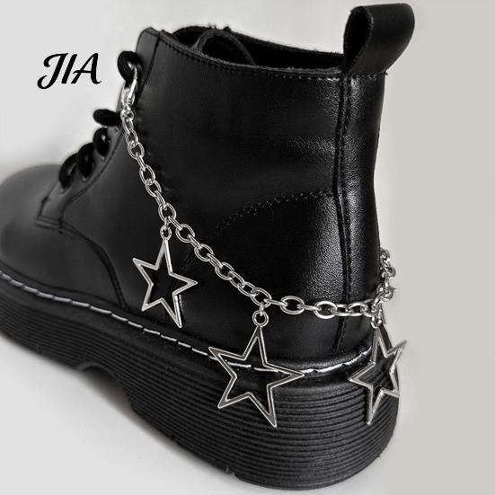 Five Pointed Star Shoe Charms Shape Charms, Accessories Decoration, Gothic Style Shoelaces Punk Decorations Chains, Stainless Steel Decorative Hanging
