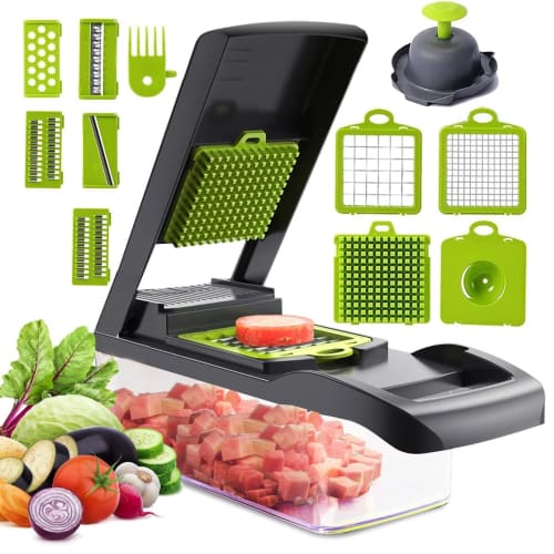 

Qobvoeh Multifunctional Vegetable Chopper and Dicer, Vegetable Slicer, Dicer Cutter, Onion Chopper, Salad Chopper, Kitchen Tool, Cuts Ingredients Quic