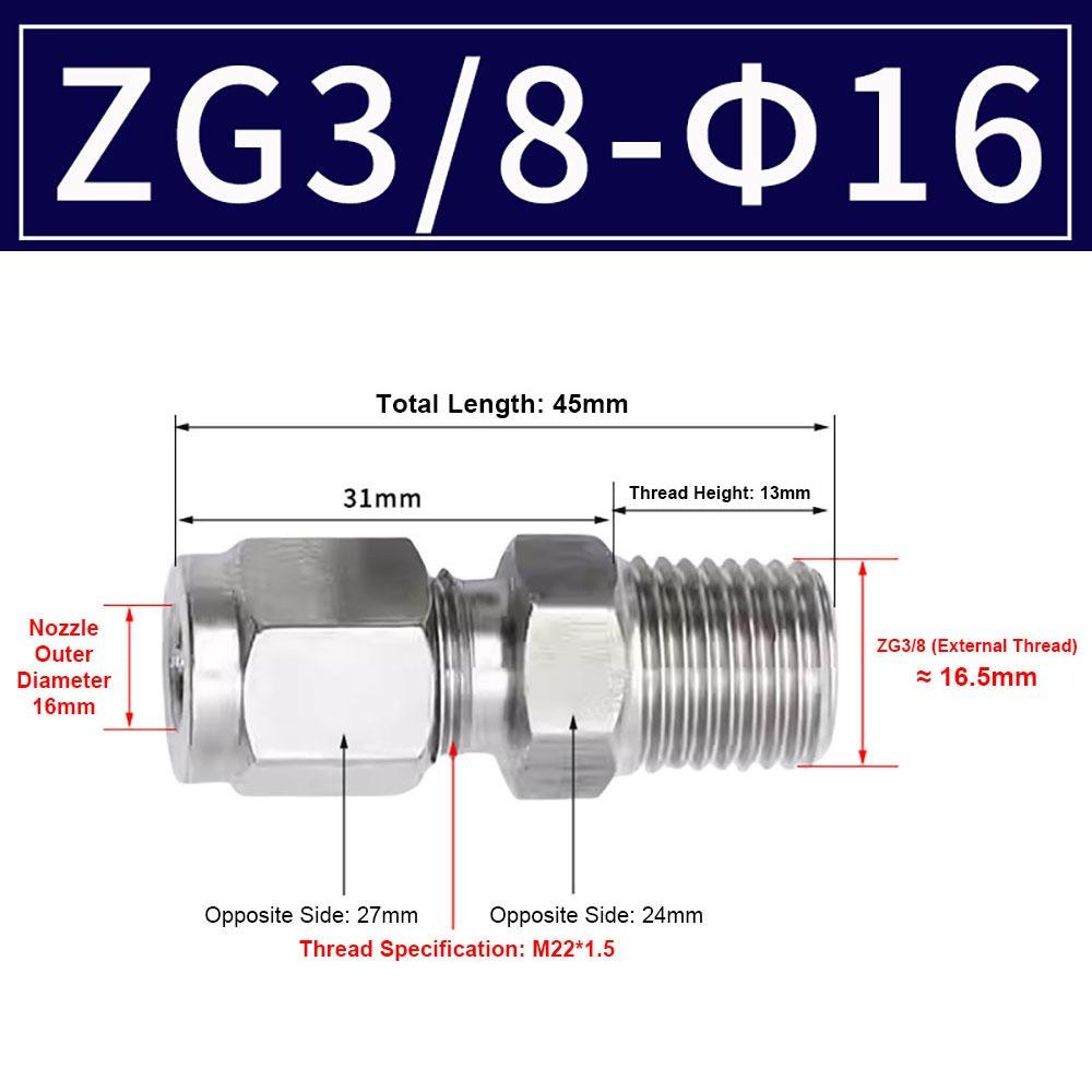 1Pcs Stainless Steel Quick Fitting 304 SS Metric ZG Pipe Fitting Tube Connector  for Oil Water Gas