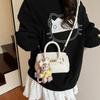 Solid Color Handheld Leather Bag With Lock Closure For Casual Outings