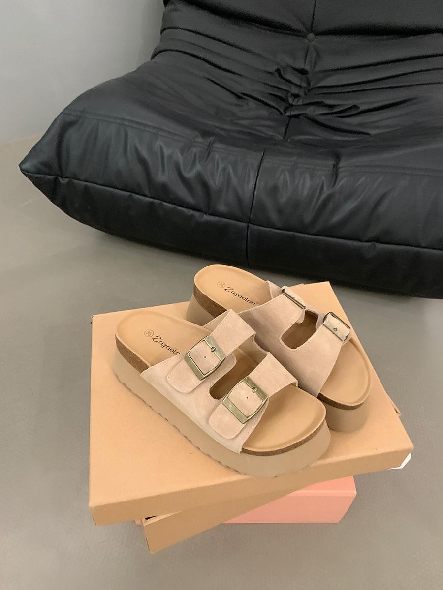 

Fashion Thick Bottom Slippers Female Summer Outside Wear New French Retro Seaside Beach Soft Leisure Nurse‘s Shoes Tourist Beach Slipper 35