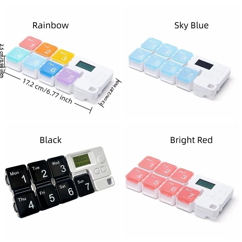 Large Capacity Smart Pill Case 7 Lattice Reminder Travel Medicine Box Colorful Weekly Pill Organizer Pill Storage