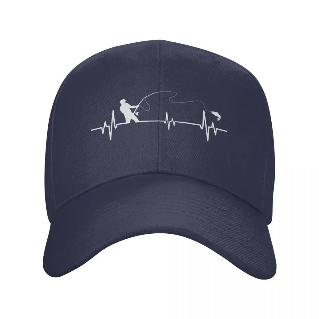Personalized Fishing Heartbeat Baseball Cap for Unisex Women Adjustable FisherUnisex Fish Dad Hat Sports Snapback Hats Summer Caps