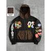 Womens Oversized Hoodie Red Skull Print Streetwear Loose Fit Casual Sweatshirt