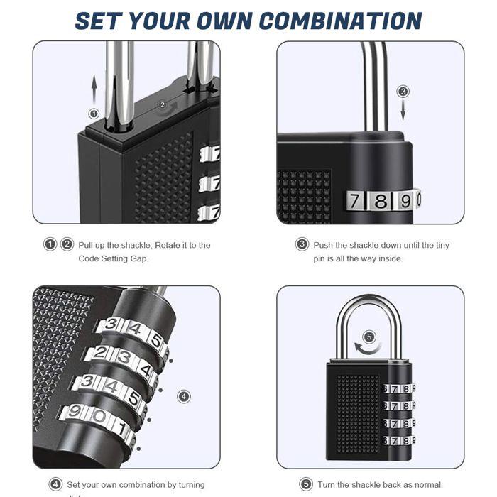 Combination Padlock - WELAN - 4 Digits - 10,000 Combinations - Secure - Black