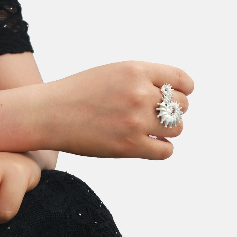 Gothic Personality Stereo Conch Metel Stud Earrings Ring For Men Women  Punk Jewelry Accessories Halloween Gifts