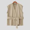 INCERUN Men Sleeveless Belt Waist Casual Loose Waistcoat Vest Suit Blazer