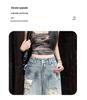 Damen Retro High-Waist Ripped Wide-Leg Jeans - Sommer Dünn & Distressed Bodenlang
