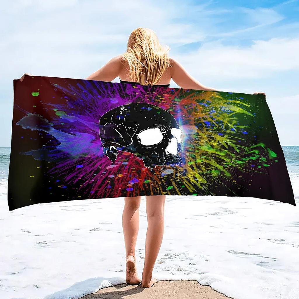 Schädel Strandtuch Mikrofaser Strandtuch für Fitnessstudio Reisen Fitness Spa Handtuch Damen Mädchen Blume Rose Schädel Große Strandtücher