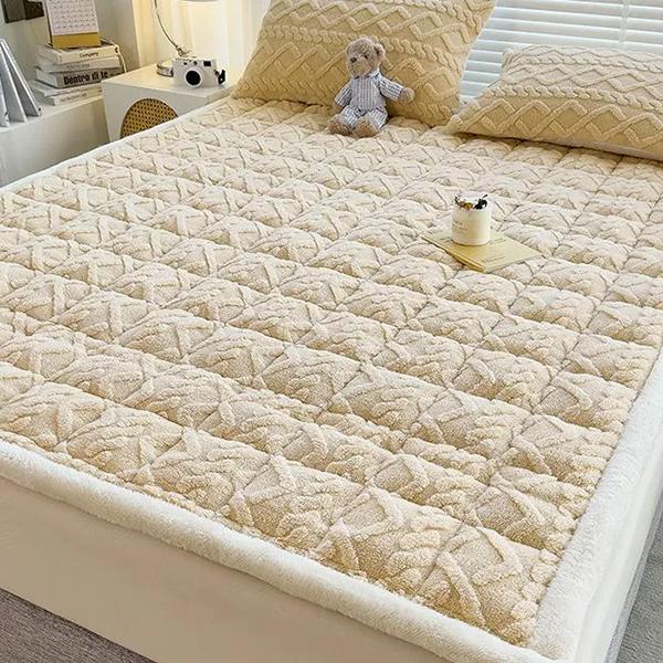 

Матрас из овечьей шерсти WTEMPO для спальни, односпального и двуспального одеяла, зимняя утолщенная теплая плюшевая подушка-татами 200*220cm абрикосовый