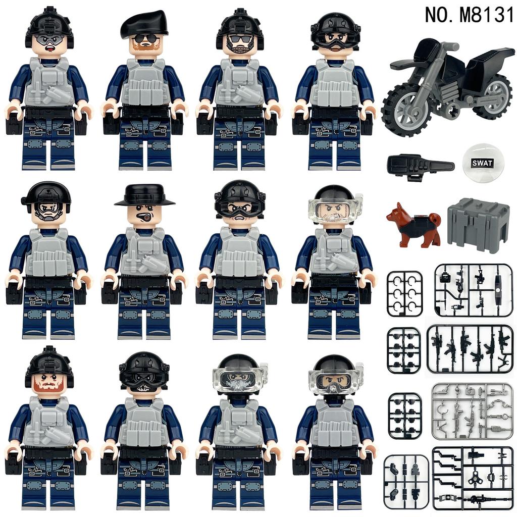 Military Series Special Forces Special Police Soldiers Scouts Kayak Explosion-proof Police Building Blocks Ghost Special Police