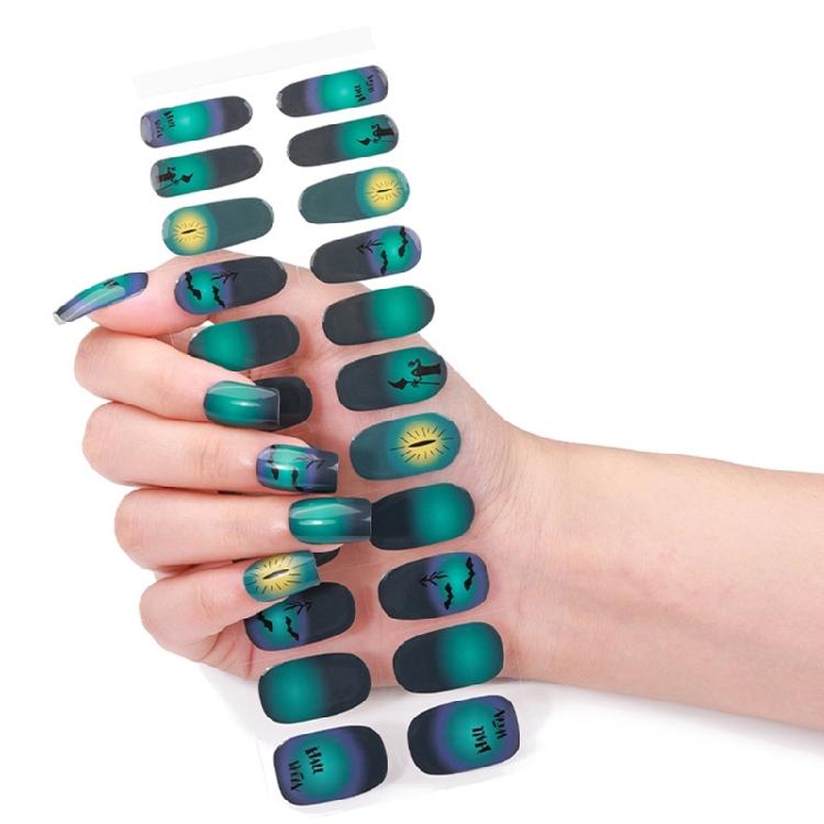 Halloween Full Nail Strips Full Nail Wraps Luminous Halloween Nails Stickers Gel Nail Strips Nails Art Decoration