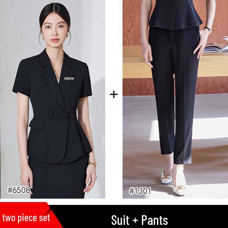 Summer 2024 Women's Professional Short Sleeve Suit Set for Reception & Retail Work