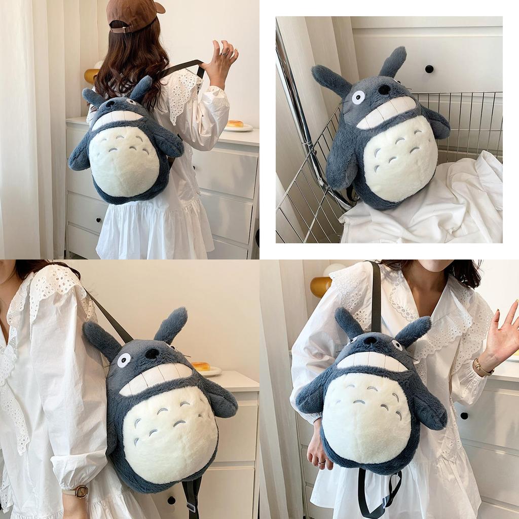 Cute Plush Cartoon Backpack For Girls, Large Size With Lovely Double-shoulder Dragon Cat Design