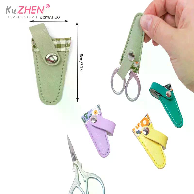 1PC Embroidery Scissors Sheath PU Leather Scissors Protective Cases Dead Skin Tweezers Cap Scissor Cover Household Sewing Tools