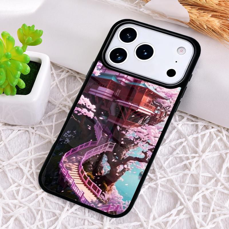 Cherryblossom Tree House Phone Case for iPhone 17 Air 16 15 11 12 14 13 Pro Max Shockproof Cover
