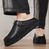 Platform Mules Mens Backless Loafers Slippers Thick Bottom Half Shoes For Men Slide Closed Toe Sandals Semi-Drag Casual Shoes