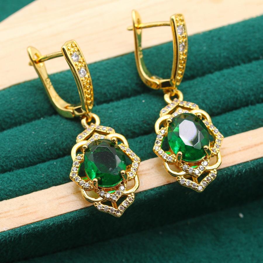 European and N Jewelry Zircon Bracelets Earrings Rings Gold Jewelry Set