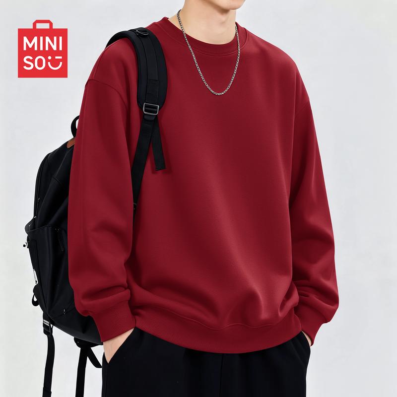 MINISO Men's Casual Crew Neck Pullover Sweatshirt