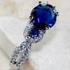 2026 Luxury Prong Setting-Rings for Women with Deep Blue Zircon Stone Anniversary Gift   Wife Micro Paved Middle