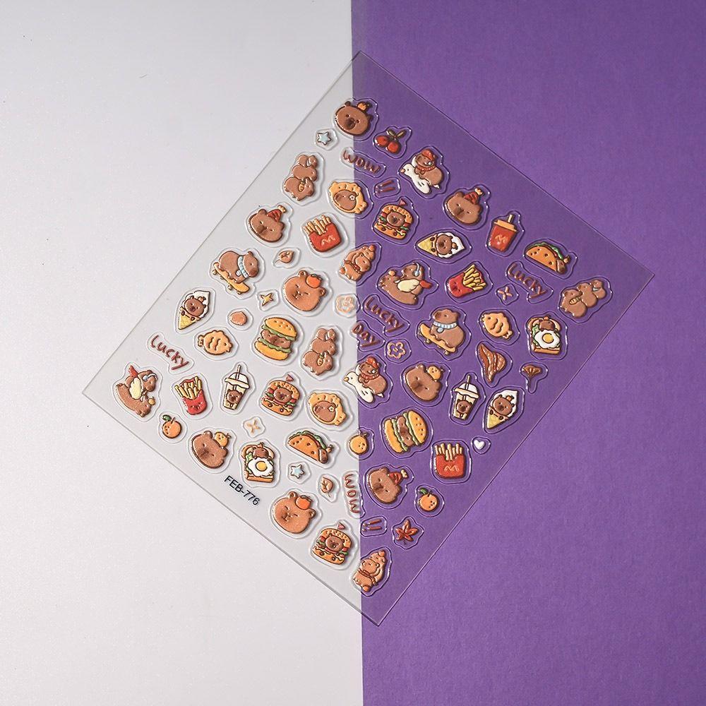 1/10pcs Cute Cartoon Cup Stickers Brown Capibala Capybara Stickers High Quality 3D Manicure Decals