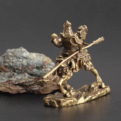 Home and Office Desk Ornament Chinese Copper Guan Gong Statue Featuring Fine Handmade Details and Solid Copper