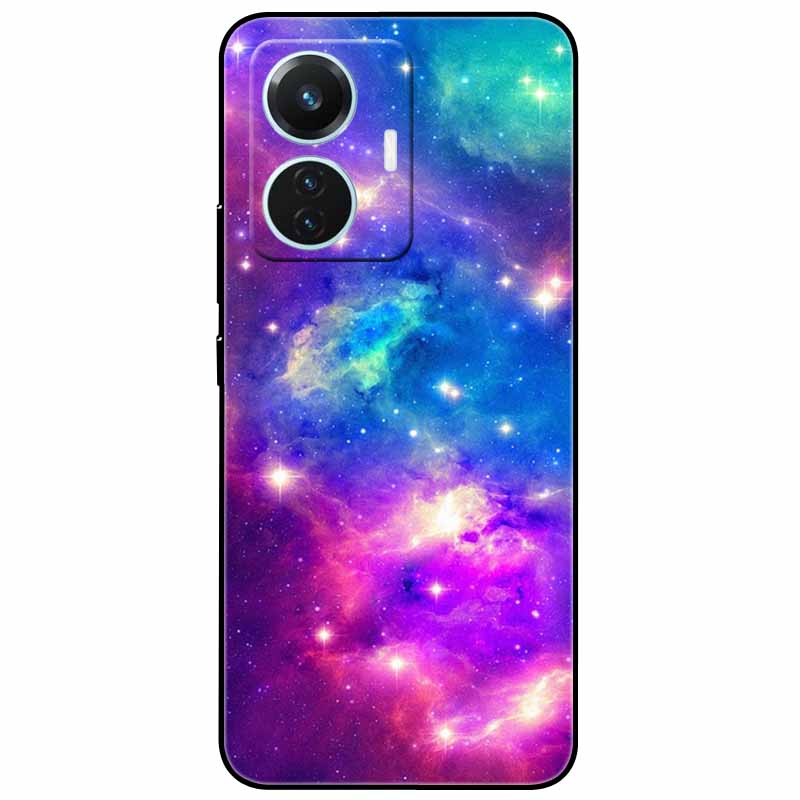 For Vivo T1 4G Case V2153 Covers TPU Black Silicone Starry Moon Cover for Vivo T1 44W Case Shockproof Soft X100 Pro Shells