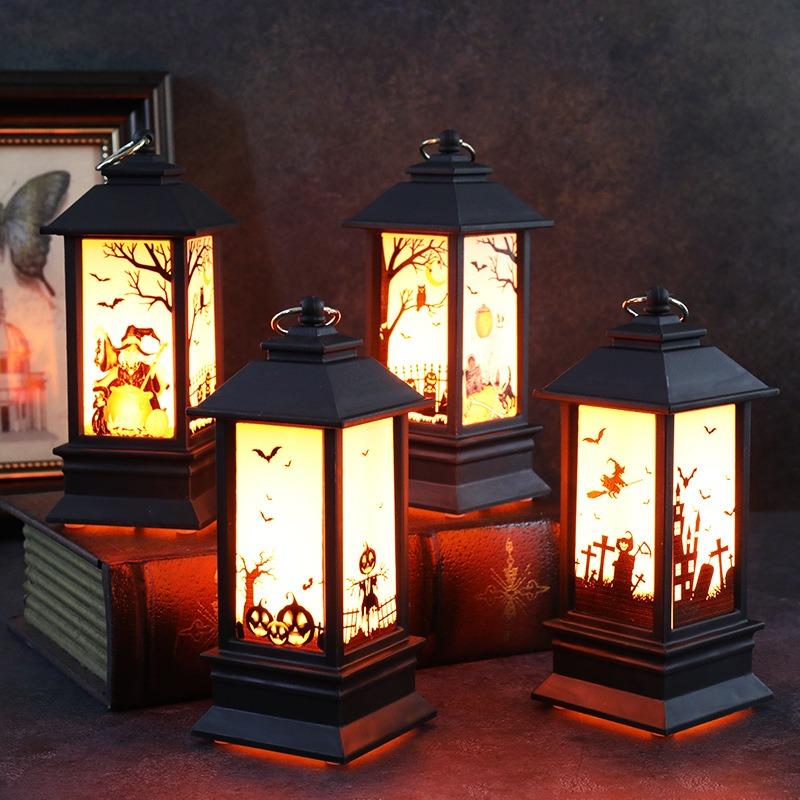 Halloween LED Flame Flickering Oil Lamp Battery Operated Spooky Decor Haunted House Prop Tabletop Centerpiece for Bar Party