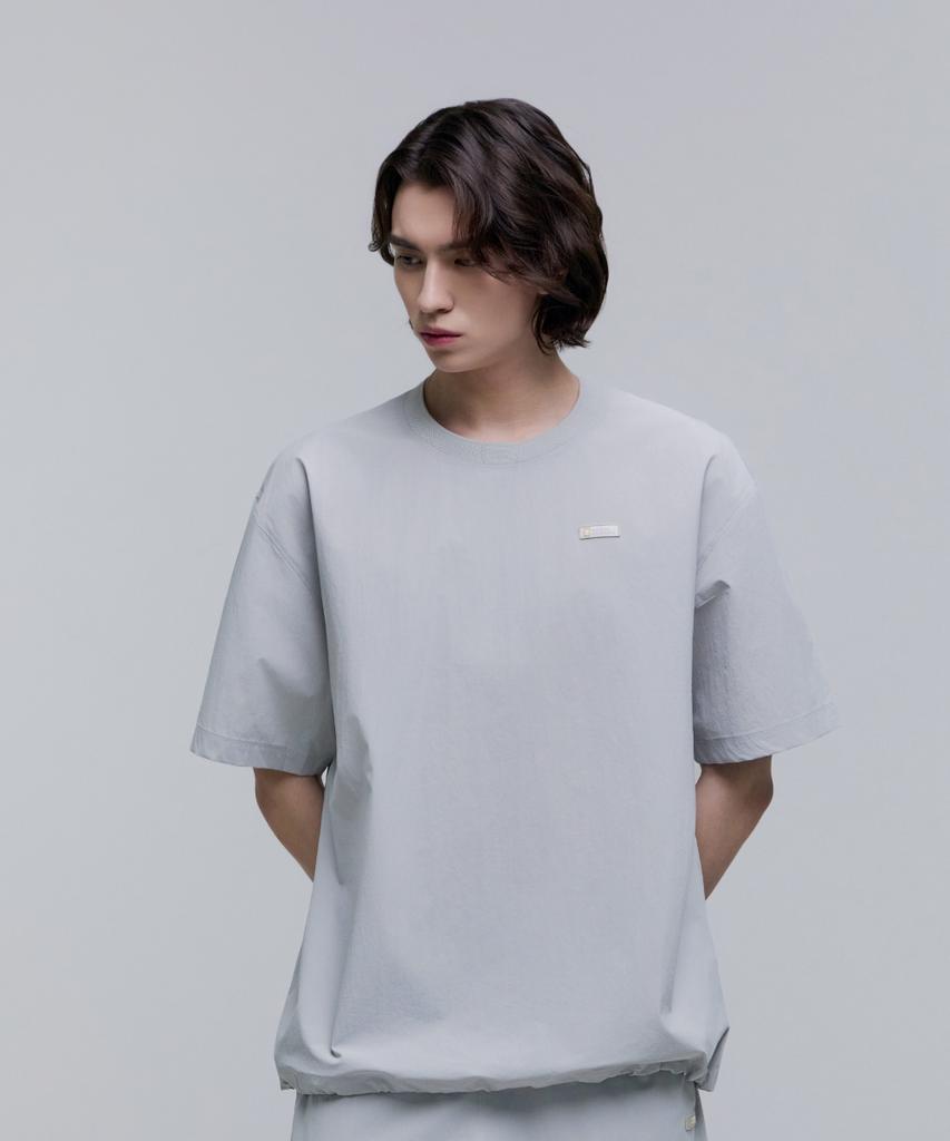 NATIONALGEOGRAPHIC N252Uts840 Adeli Lightweight Woven Round Short Sleeve T-Shirt Silver Grey