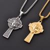 Stainless Steel Jesus Face Cross Pendant for Men Women Punk Amulet Orthodox Cross Necklace Chain Charms Jewelry Gift