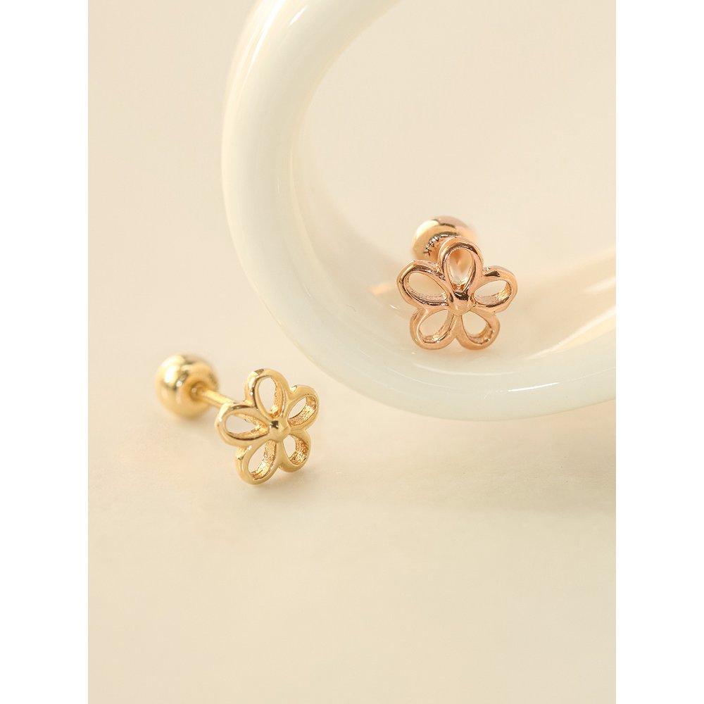 14K Point Five-Petal Piercing Earrings