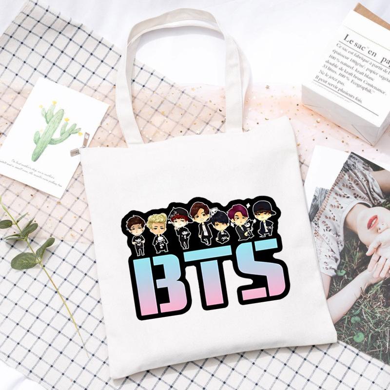 Korean Style Printed Canvas Tote Bag for Women Men Large Capacity Commuter Shoulder Handbag Fashionable Daily Outing Purse KTB