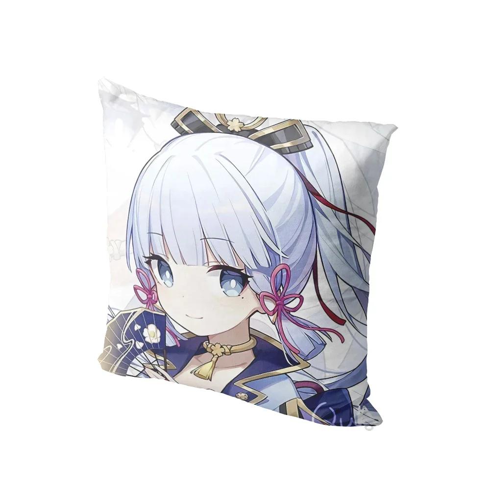 Tvådimensionella Genshin Kuddfodral Sovsal Soffa Sängkant Kuddfodral Tecknad Anime Dekor Tvåriktad Prydnadskudde