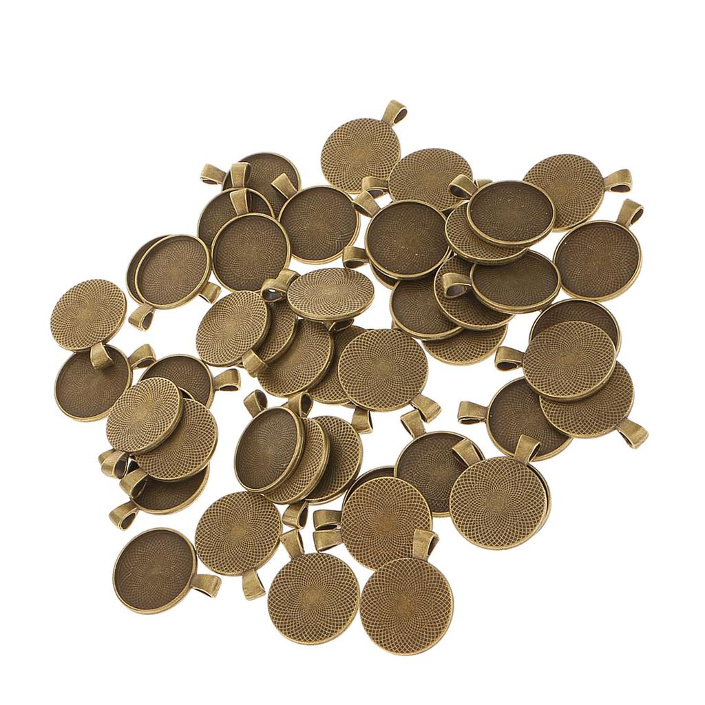 50 Pack round Blank Bezel Tray Base Charms Perndant fit 25mm Dome Cabochon