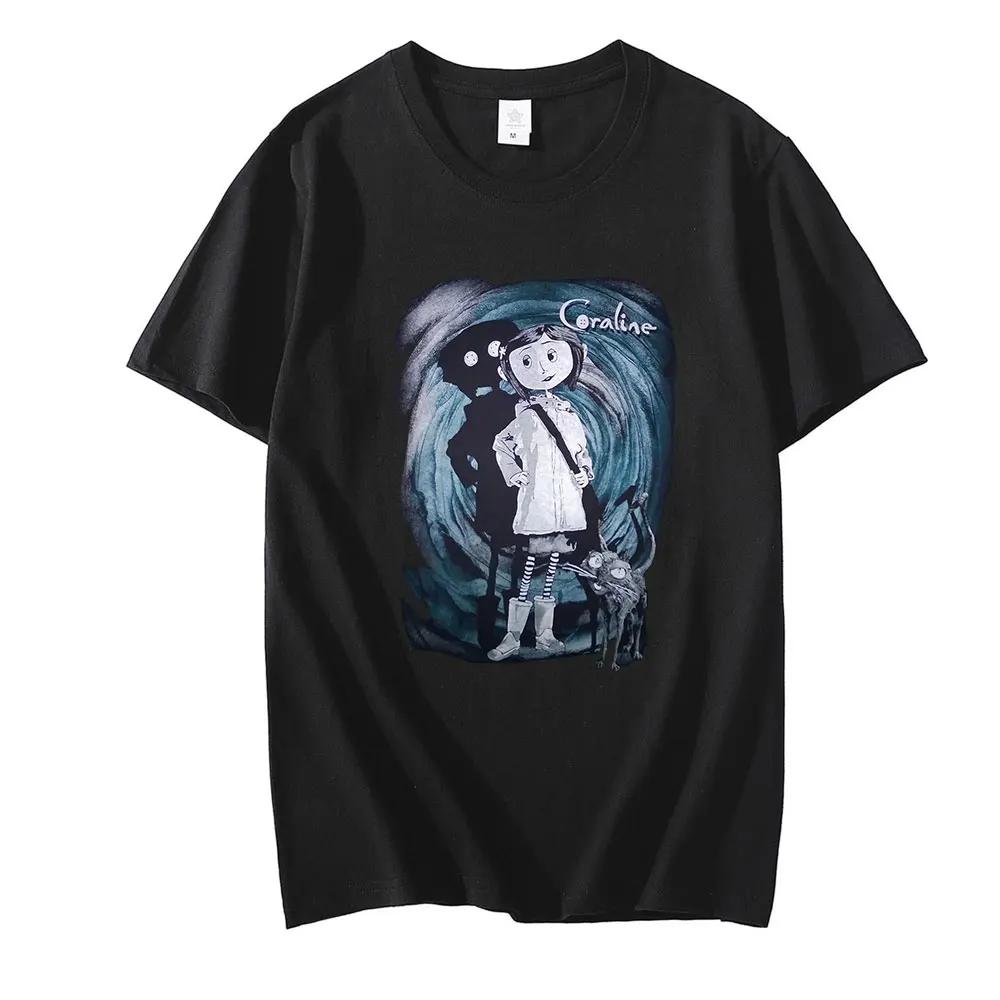 

Coraline T-shirt Women s Summer Style Tim Burton Quinn Gaiman Nightmare Fashion Dark Gothic Clothing Before Christmas 3XL