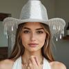 Reflective Raindrop Cowboy Hats Disco Bride Hat Panama Hat for Bachelorette Party Cowboy Hats for Club Stage Live Shows