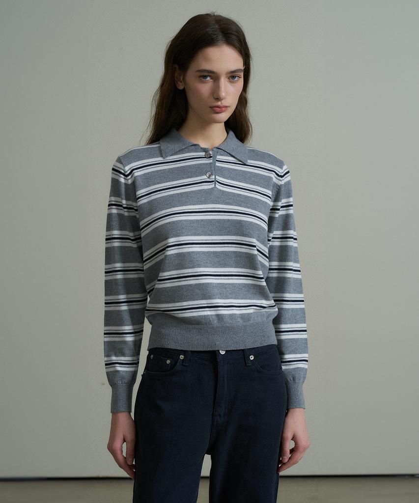 VERBOM Stripe Collar Knit_Gray