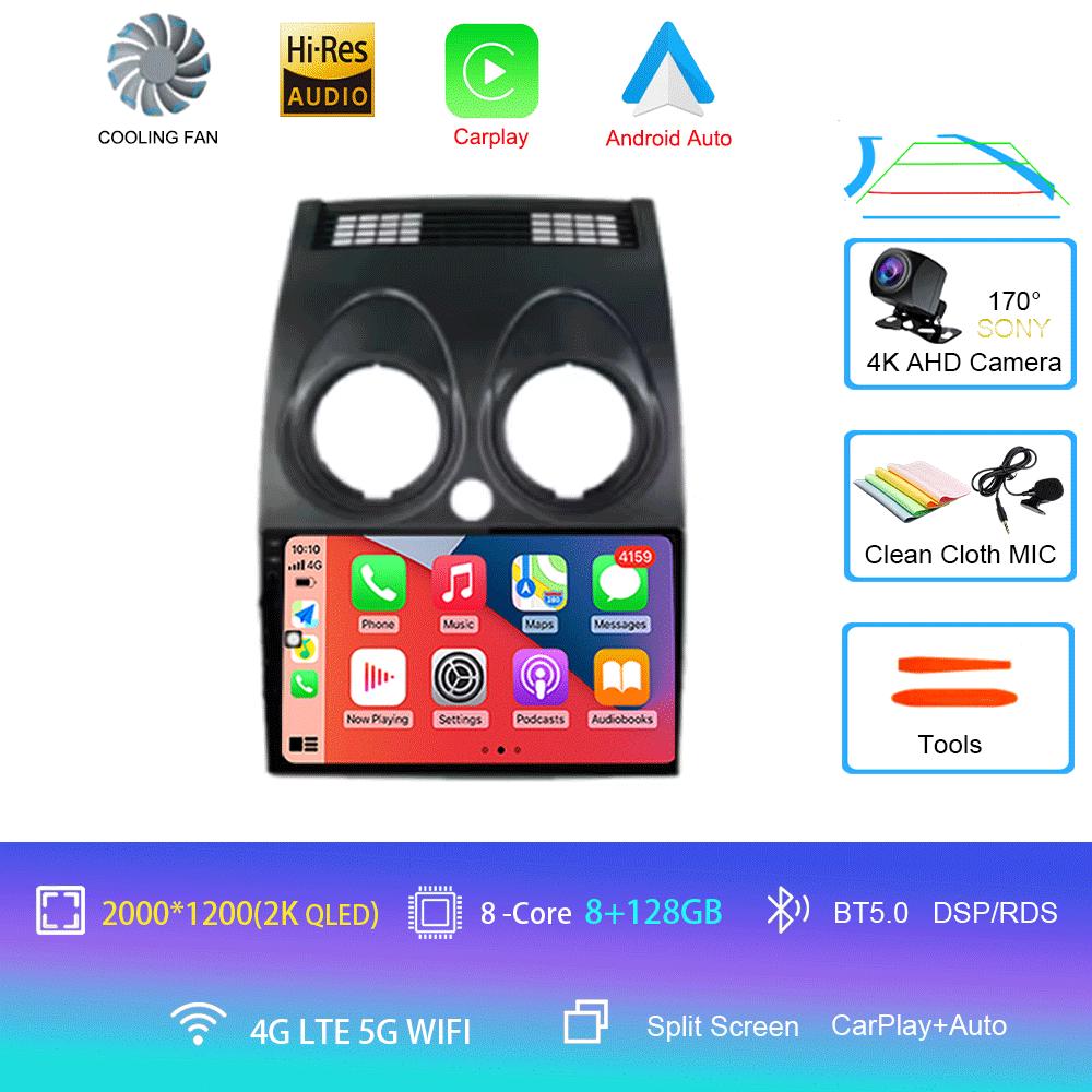 Car Radio For Nissan Qashqai Rogue 2008-2013 Android 14 Multimedia Player GPS Navigation Carplay Android Auto 4G WIFI