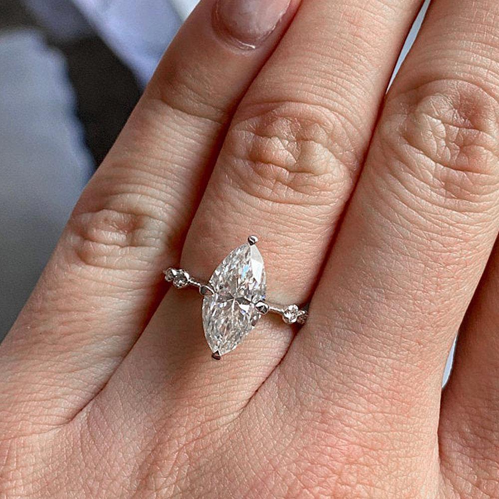 Jewelry, Classic Four-Claw Hand Inlaid Horse Eye Zircon Ring Valentine'S Day Gift For Women'S Qixi Festival