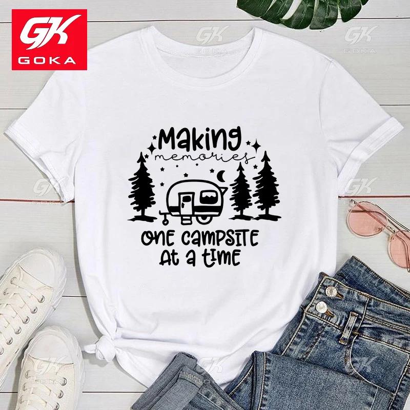 

Premium Cotton T Shirt Hot Making One Campsite At A Time T Shirt WomenS Funny Printing Tops Casual Cool Streetwear Fashion Tees S