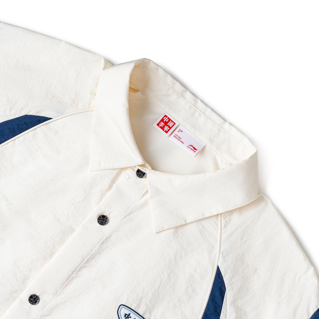 Li Ning Retro Sports Series Casual Short Sleeve Shirt Unisex Shirts Off-White ASHW129-3