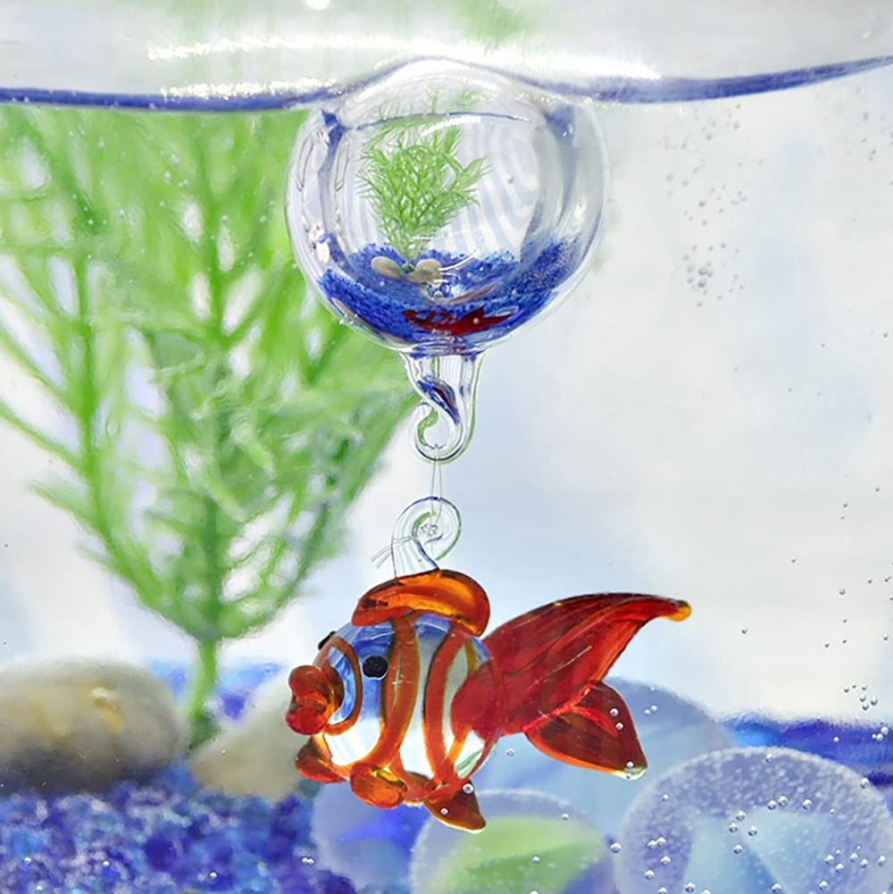 Fourcart Cute Handmade Glass Float, Swinging Goldfish, Width 26mm, Bead 20mm